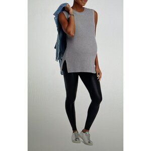 Spanx Mama Faux Leather Leggings Very Black L/G Maternity